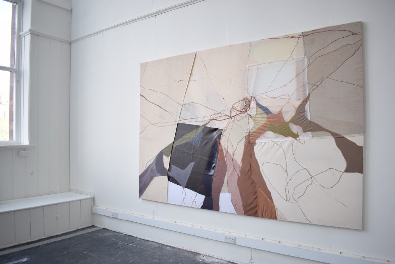 Untitled (Lochnagar III), 310x200cm, Oil pastel, oil paint and encaustic medium on mixed materials.