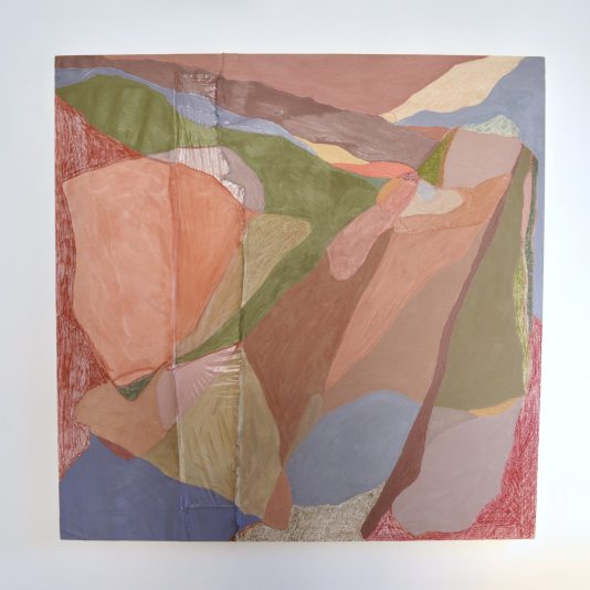 Untitled (Cliffs of Lochnagar), Oil pastel and oil paint on canvas and mixed materials, 100x100cm2