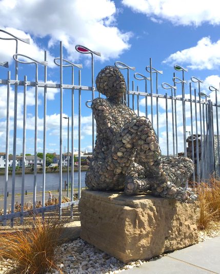 Gabion Seated Figure - side