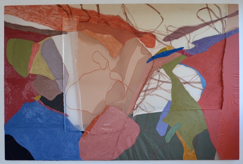 Untitled (Overlooking Loch Muik), 183x125cm, Oil paint, oil pastel and encaustic medium on mixed materials.